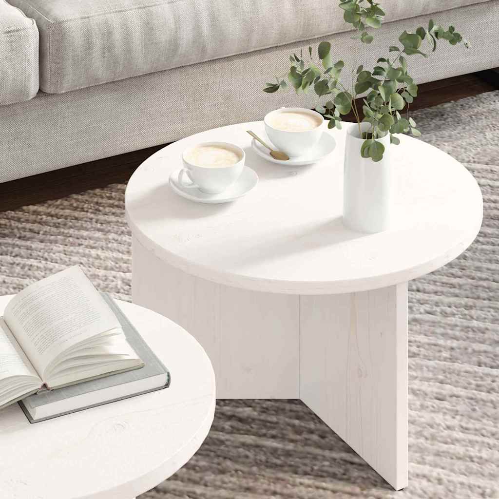 Couchtisch 2 pcs Weiß 49 x 49 x 28 cm Massivholz Kiefer