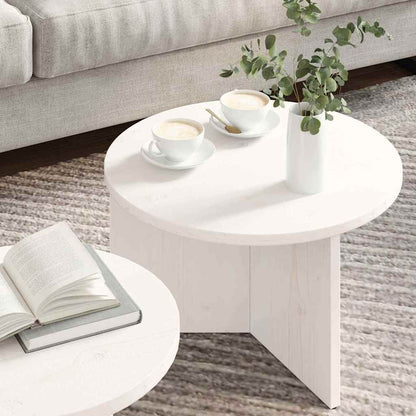 Couchtisch 2 pcs Weiß 49 x 49 x 28 cm Massivholz Kiefer