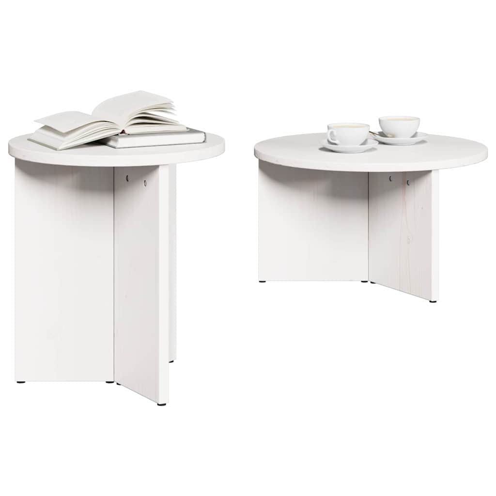 Couchtisch 2 pcs Weiß 49 x 49 x 28 cm Massivholz Kiefer