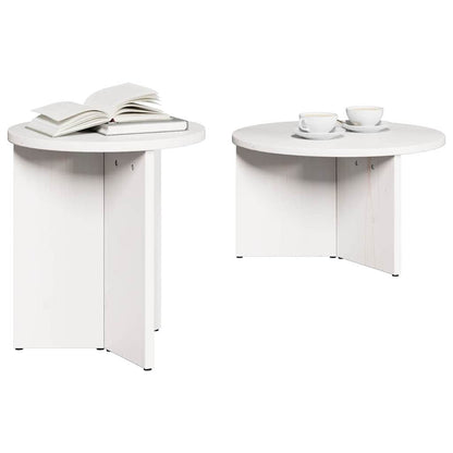 Couchtisch 2 pcs Weiß 49 x 49 x 28 cm Massivholz Kiefer