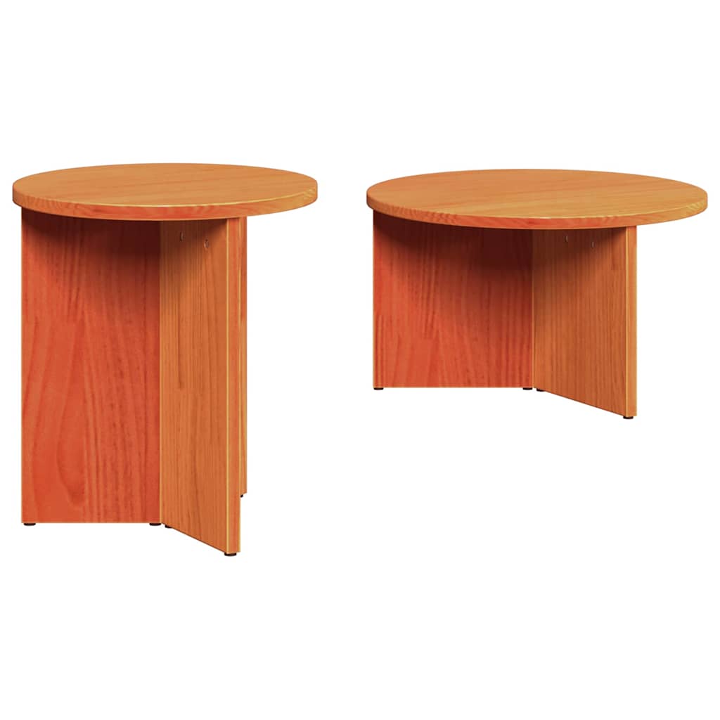 Couchtisch 2 pcs Wachsbraun 49 x 49 x 28 cm Massivholz Kiefer