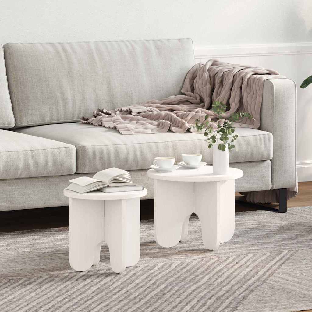 Couchtisch 2 pcs Weiß 39.5 x 39.5 x 30 cm Massivholz Kiefer