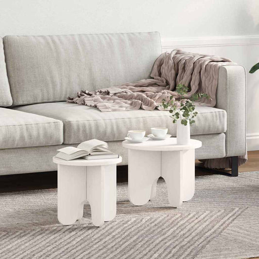 Couchtisch 2 pcs Weiß 39.5 x 39.5 x 30 cm Massivholz Kiefer