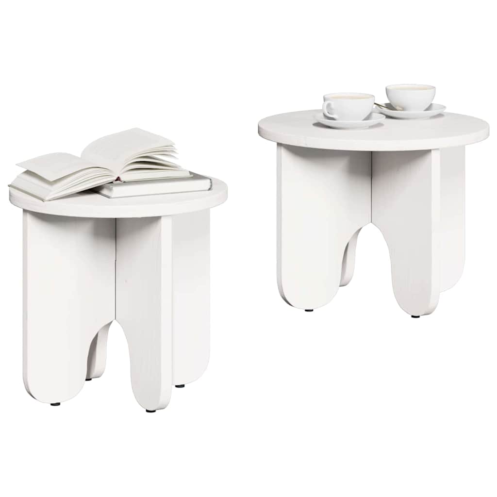 Couchtisch 2 pcs Weiß 39.5 x 39.5 x 30 cm Massivholz Kiefer