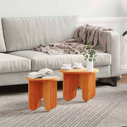 Couchtisch 2 pcs Wachsbraun 39.5 x 39.5 x 30 cm