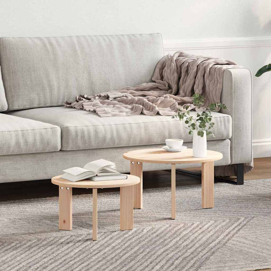 Couchtisch 2 pcs Natur 47,5 x 47,5 x 27 cm Massivholz Kiefer