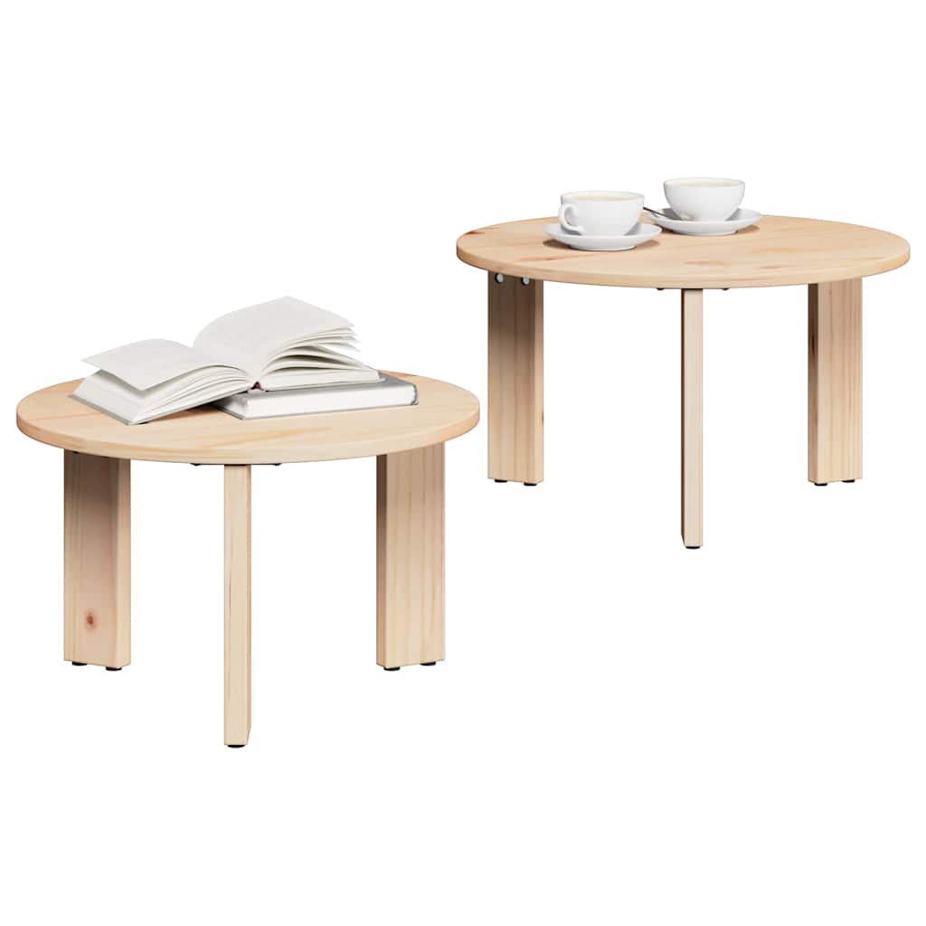 Couchtisch 2 pcs Natur 47,5 x 47,5 x 27 cm Massivholz Kiefer