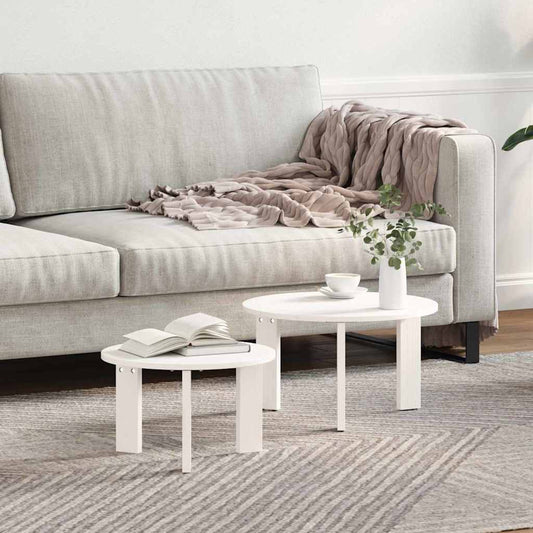 Couchtisch 2 pcs Weiß 47,5 x 47,5 x 27 cm Massivholz Kiefer