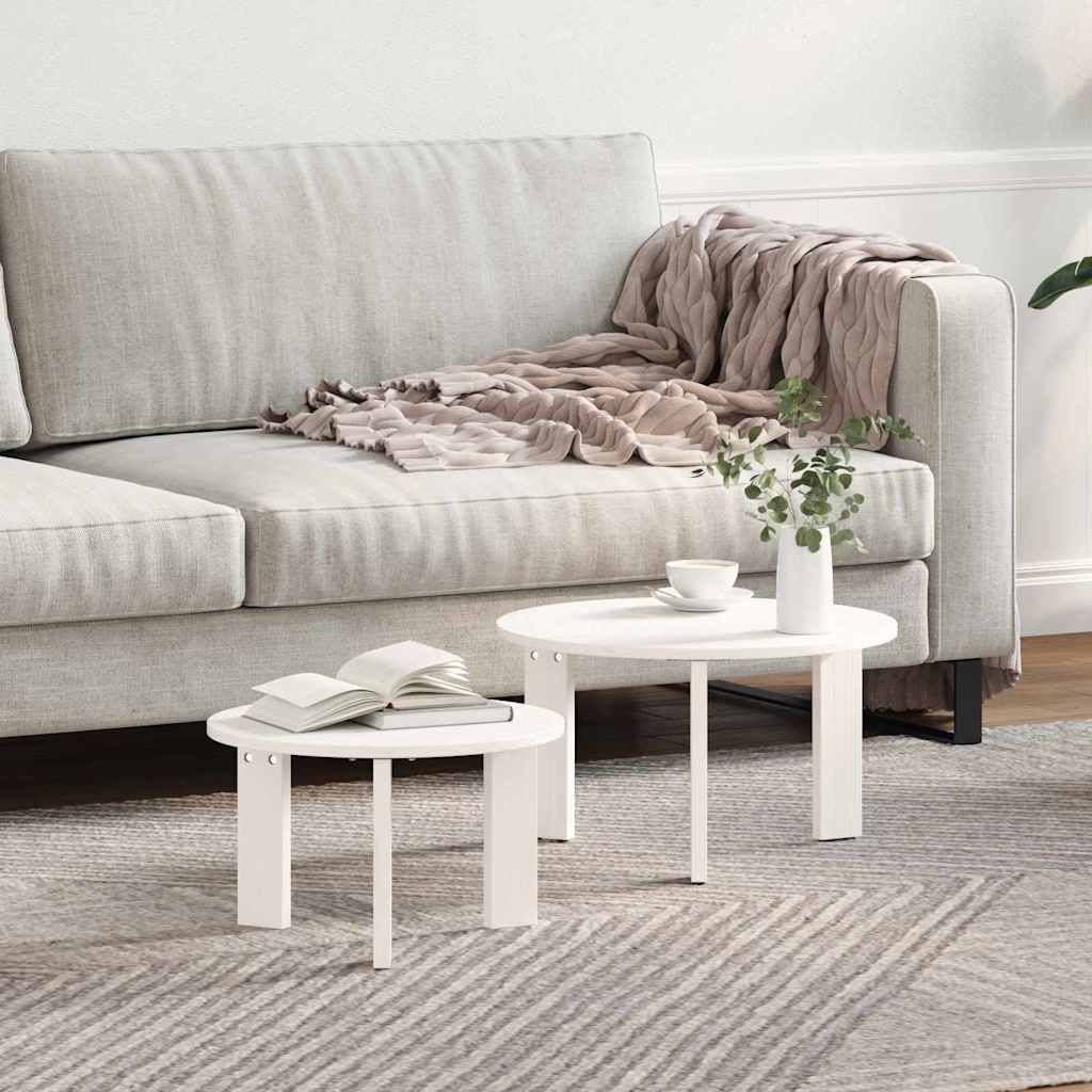 Couchtisch 2 pcs Weiß 47,5 x 47,5 x 27 cm Massivholz Kiefer