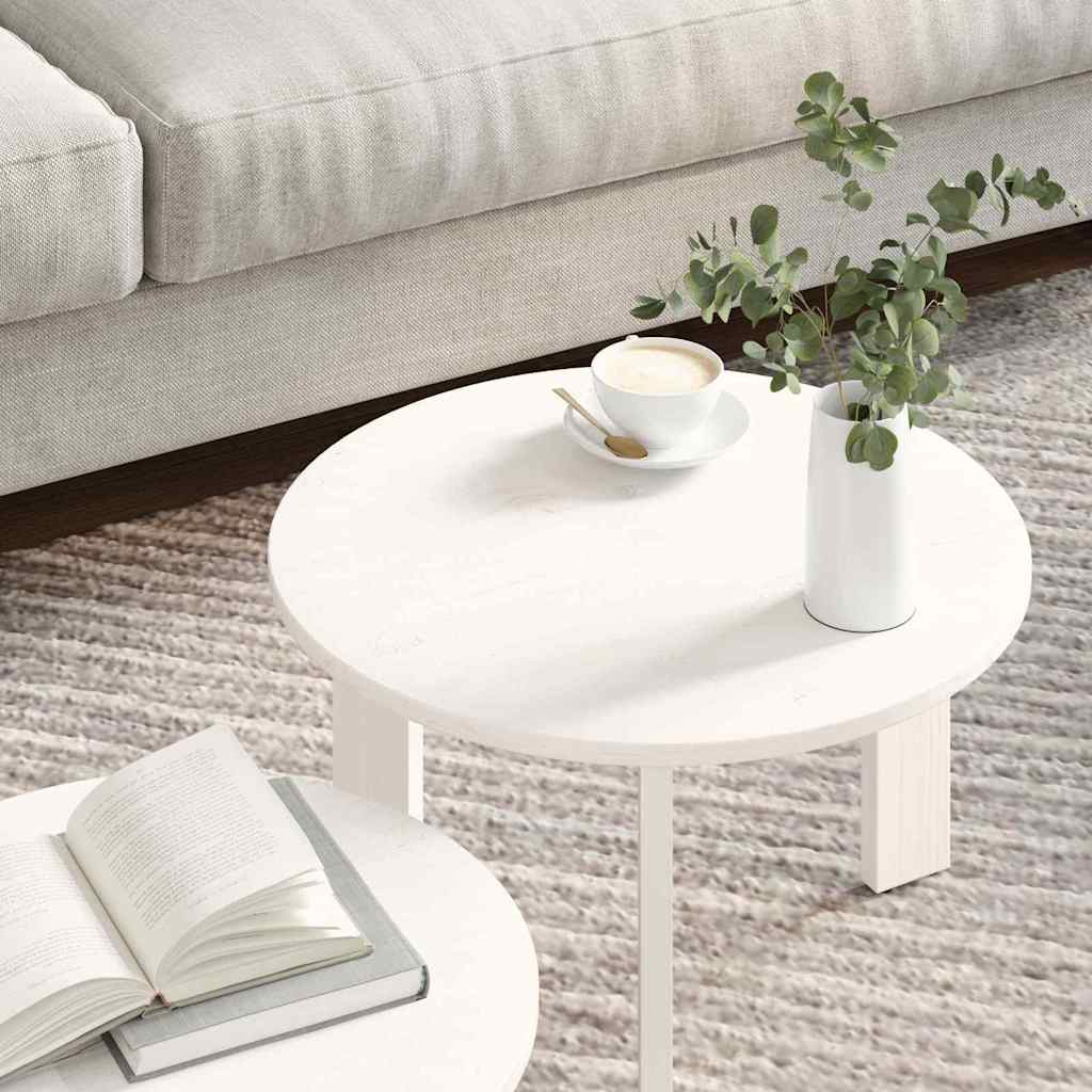 Couchtisch 2 pcs Weiß 47,5 x 47,5 x 27 cm Massivholz Kiefer
