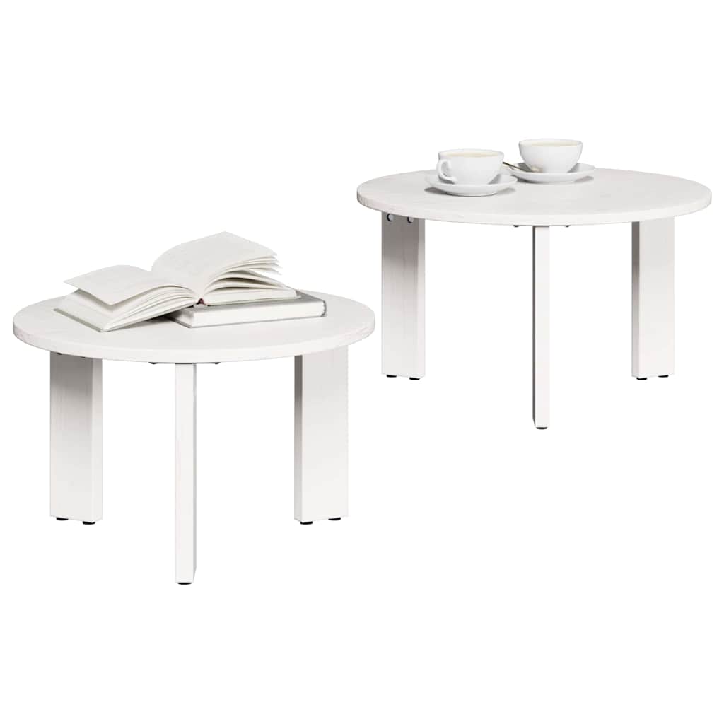 Couchtisch 2 pcs Weiß 47,5 x 47,5 x 27 cm Massivholz Kiefer
