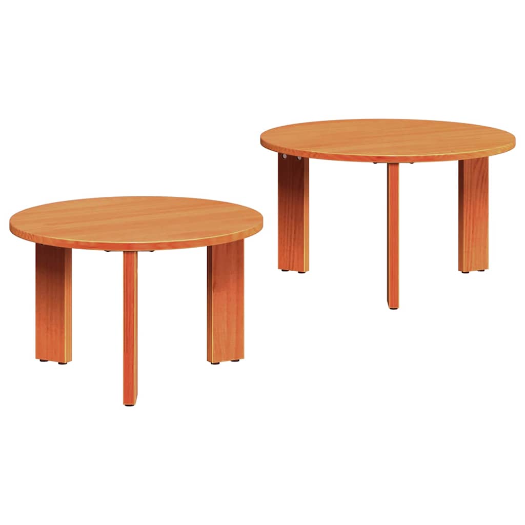 Couchtisch 2 pcs Wachsbraun 47,5 x 47,5 x 27 cm