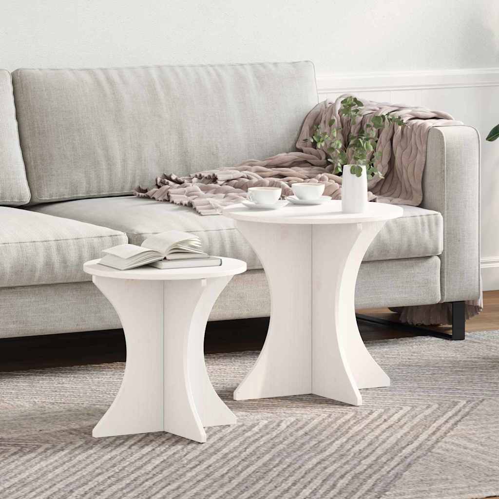 Couchtisch 2 pcs Weiß 46 x 46 x 47 cm Massivholz Kiefer