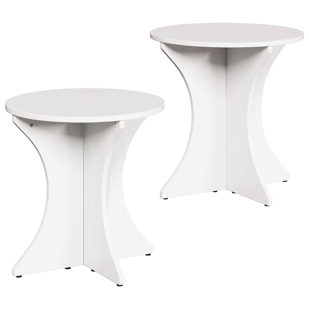 Couchtisch 2 pcs Weiß 46 x 46 x 47 cm Massivholz Kiefer