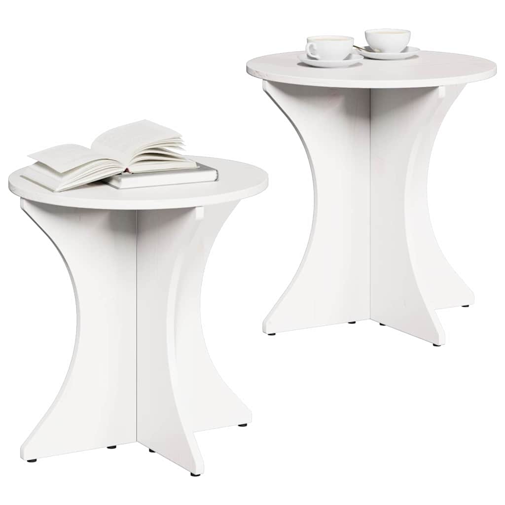 Couchtisch 2 pcs Weiß 46 x 46 x 47 cm Massivholz Kiefer