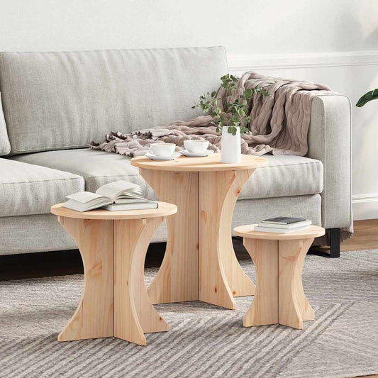 Couchtisch 3 pcs Natur 46 x 46 x 47 cm Massivholz Kiefer