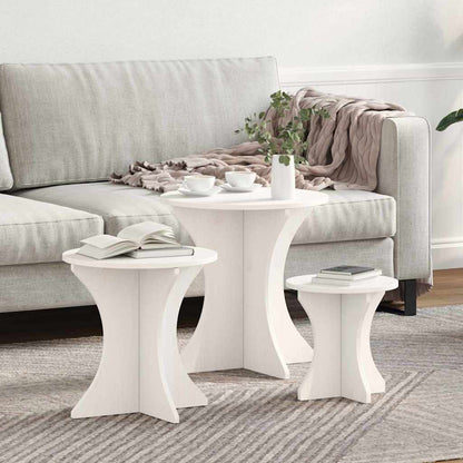 Couchtisch 3 pcs Weiß 46 x 46 x 47 cm Massivholz Kiefer