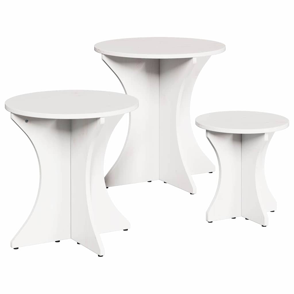 Couchtisch 3 pcs Weiß 46 x 46 x 47 cm Massivholz Kiefer