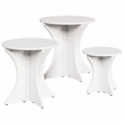 Couchtisch 3 pcs Weiß 46 x 46 x 47 cm Massivholz Kiefer
