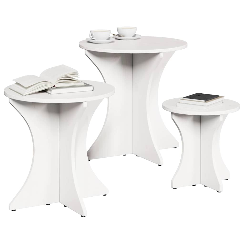 Couchtisch 3 pcs Weiß 46 x 46 x 47 cm Massivholz Kiefer