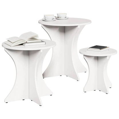 Couchtisch 3 pcs Weiß 46 x 46 x 47 cm Massivholz Kiefer
