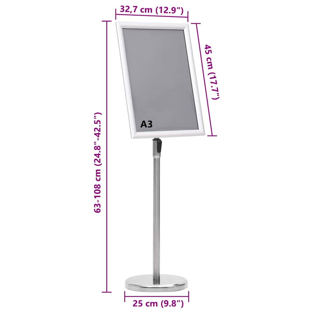 Plakatständer 2 pcs Silber 45 x 33 x 88 cm Aluminiumlegierung
