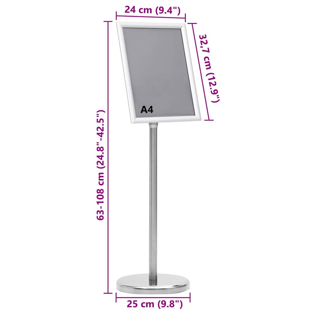 Plakatständer 2 pcs Silber 32,5 x 24 x 78 cm Aluminiumlegierung