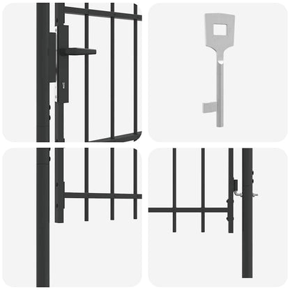 Zauntor Grau 100 x 200 cm Pulverbeschichteter Stahl