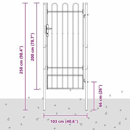 Zauntor Grau 100 x 200 cm Pulverbeschichteter Stahl