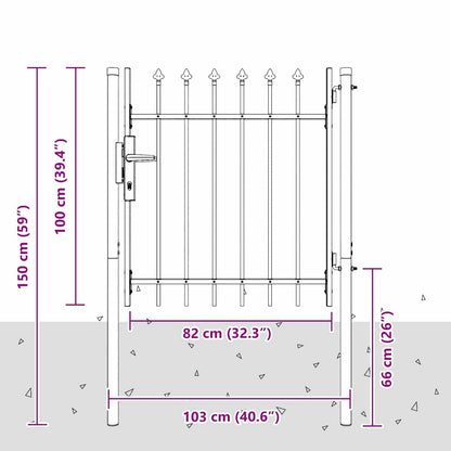 Zauntor Grau 100 x 100 cm Pulverbeschichteter Stahl