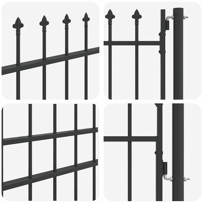 Zauntor Grau 100 x 175 cm Pulverbeschichteter Stahl