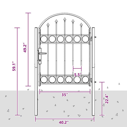 Zauntor Grau 100 x 125 cm Pulverbeschichteter Stahl