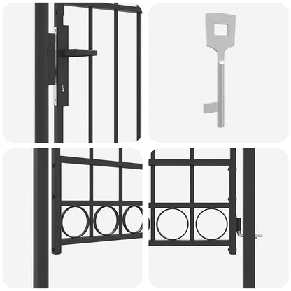 Zauntor Grau 100 x 175 cm Pulverbeschichteter Stahl