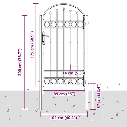 Zauntor Grau 100 x 175 cm Pulverbeschichteter Stahl