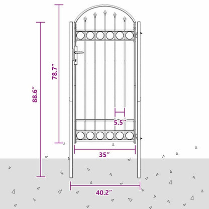 Zauntor Grau 100 x 250 cm Pulverbeschichteter Stahl