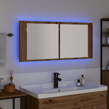 LED Spiegel-Schrank mit Regal Artisan-Eiche 100 x 12 x 45 cm