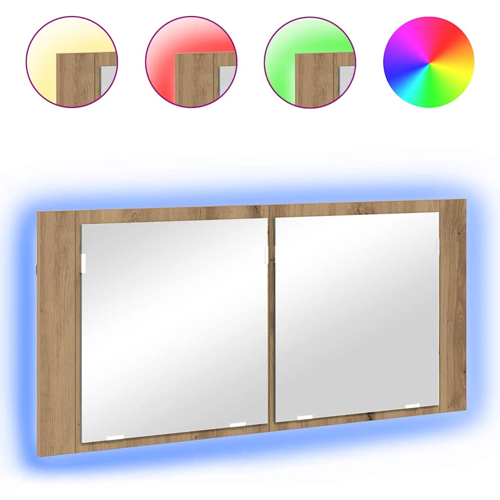 LED Spiegel-Schrank mit Regal Artisan-Eiche 100 x 12 x 45 cm