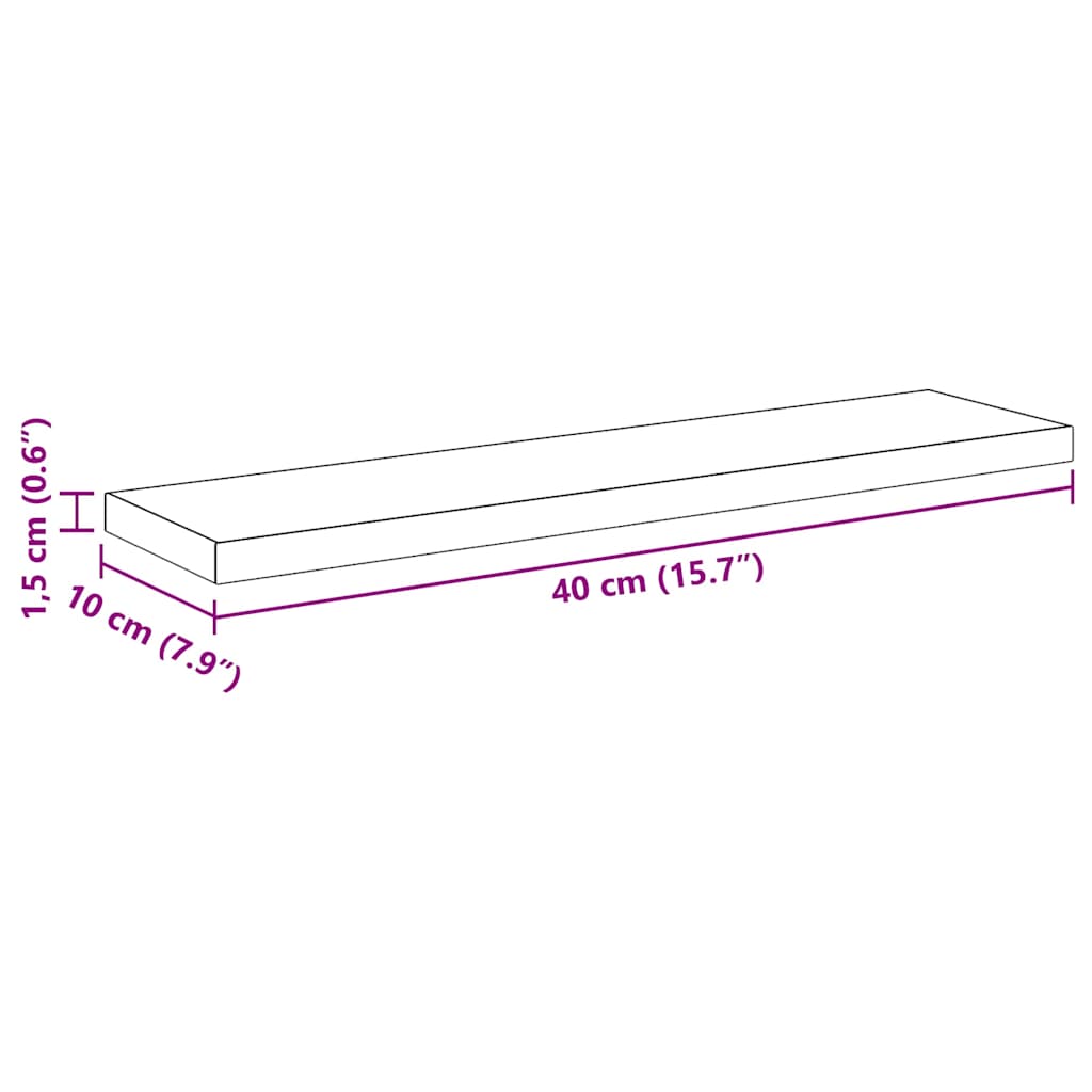 Regalbrett 4 pcs Schwarz 40 x 10 x 1.5 cm Holzwerkstoff