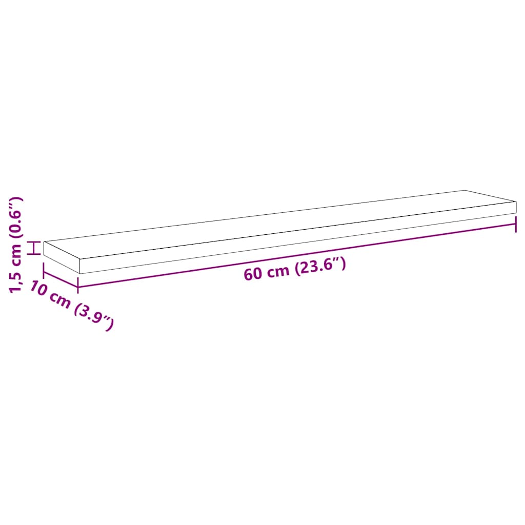 Regalbrett 4 pcs Schwarz 60 x 10 x 1.5 cm Holzwerkstoff