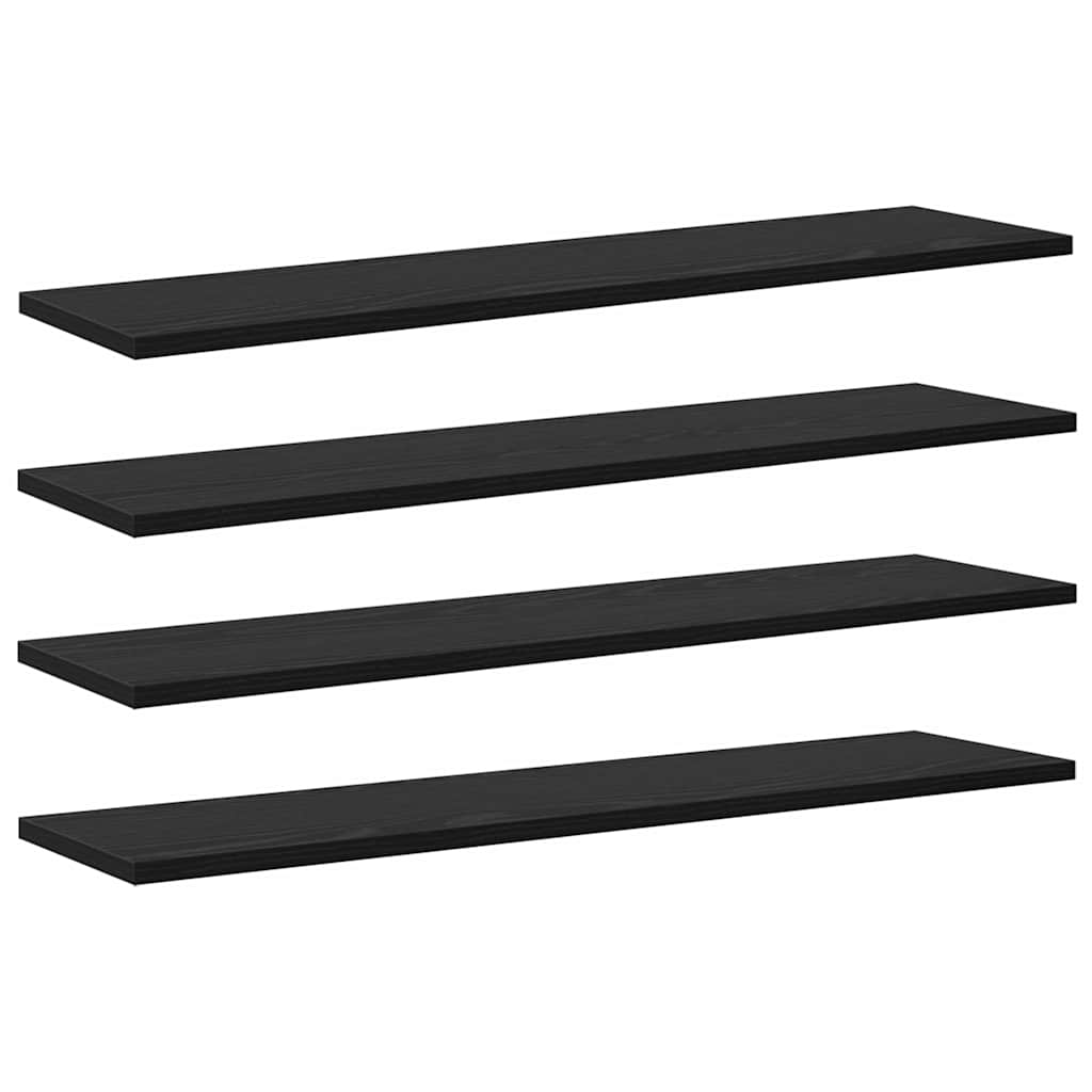 Regalbrett 4 pcs Schwarz 80 x 20 x 1.5 cm Holzwerkstoff