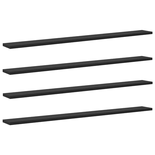 Regalbrett 4 pcs Schwarz 100 x 10 x 1.5 cm Holzwerkstoff