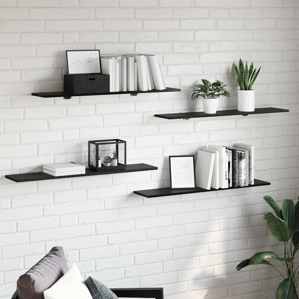 Regalbrett 4 pcs Schwarz 100 x 20 x 1.5 cm Holzwerkstoff