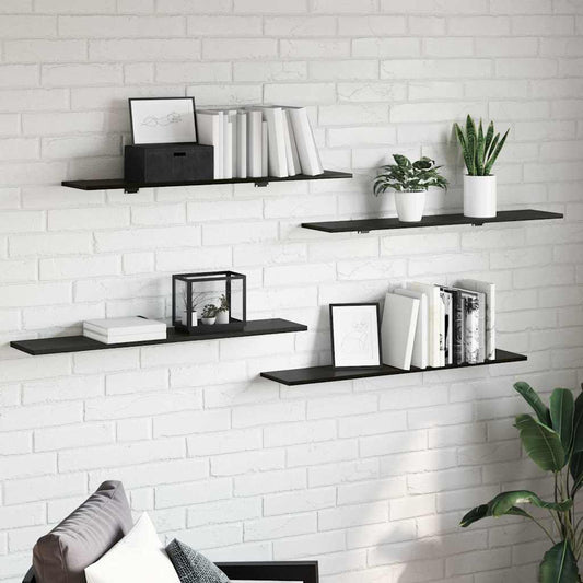 Regalbrett 4 pcs Schwarz 100 x 20 x 1.5 cm Holzwerkstoff