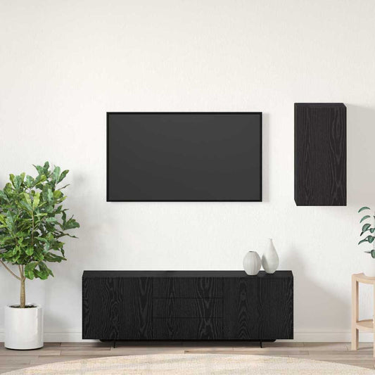 TV Einheit Wandmontiert Schwarze Eiche Holzwerkstoff
