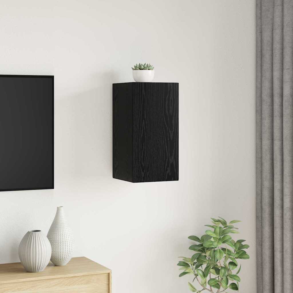 TV Einheit Wandmontiert Schwarze Eiche Holzwerkstoff