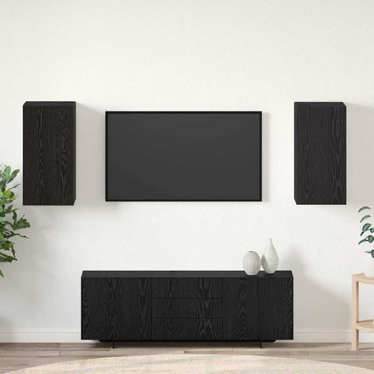 TV Einheit Wandmontiert 2 pcs Schwarze Eiche Holzwerkstoff