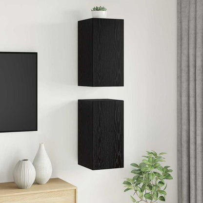 TV Einheit Wandmontiert 2 pcs Schwarze Eiche Holzwerkstoff