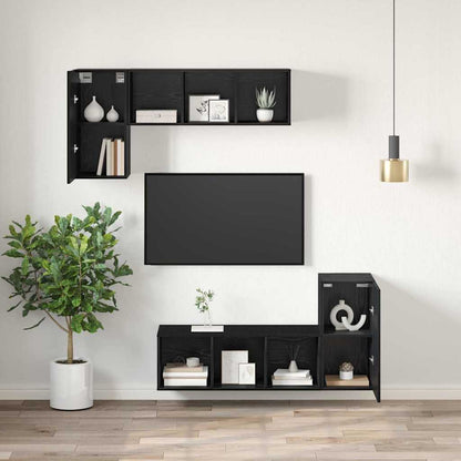 TV Einheit Wandmontiert 2 pcs Schwarze Eiche Holzwerkstoff
