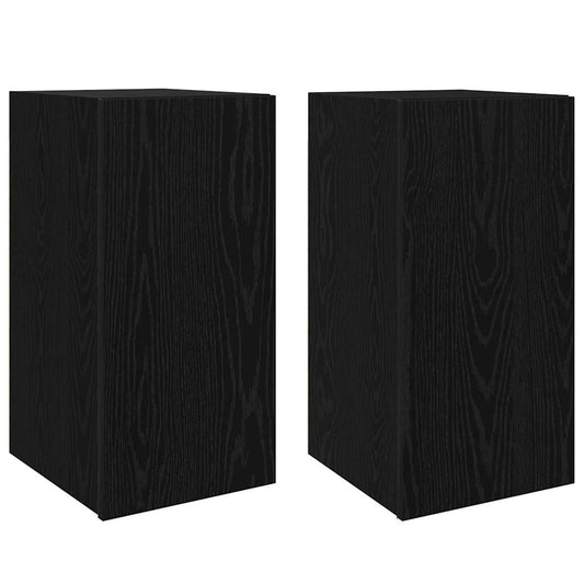 TV Einheit Wandmontiert 2 pcs Schwarze Eiche Holzwerkstoff