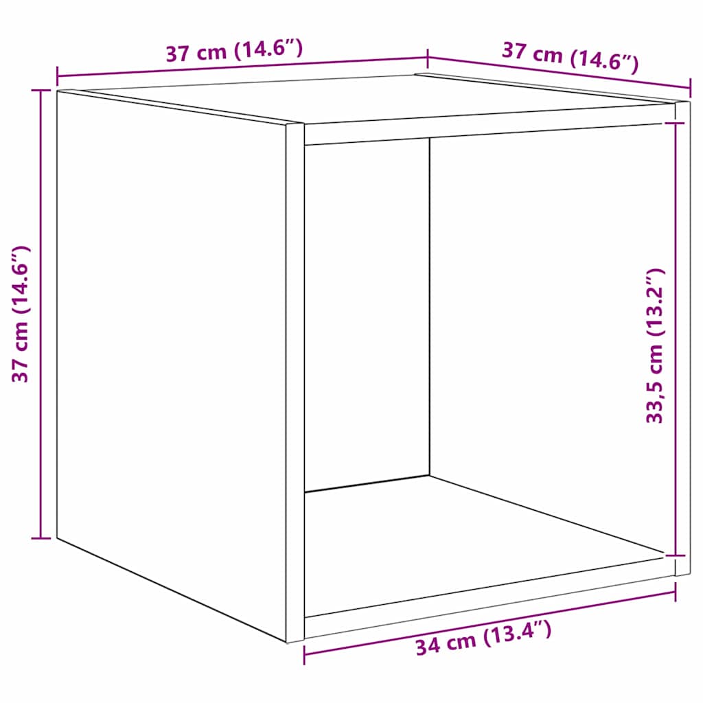 Wandschrank Schwarze Eiche 37 x 37 x 37 cm Holzwerkstoff
